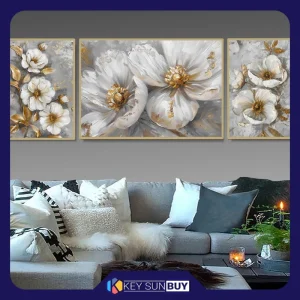 بهترین قیمت تابلو مدل دکوراتیو مدرن طرح گل و شکوفه مجموعه سه عددی ارسال سراسر ایران