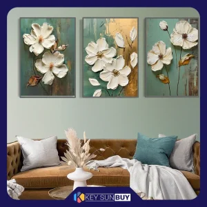 بهترین قیمت تابلو مدل دکوراتیو گل طرح دو گل مجموعه سه عددی ارسال سراسر ایران