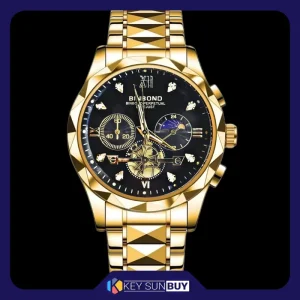 بهترین قیمت ساعت مچی عقربه ای کوارتز مردانه بین باند مدل سه موتور فعال کورنوگراف نگینی کد 002 ارسال سراسر ایران