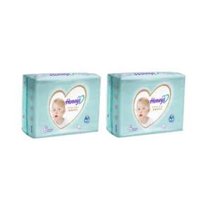 بهترین قیمت پوشک بچه هانیز کد 001 سایز 6 بسته 24 عددی مجموعه 2 عددی ارسال به سراسر ایران