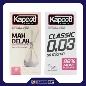 بهترین قیمت کاندوم کلاسیک کاپوت مدل CLASSIC 0.03 بسته 10 عددی به همراه کاندوم تاخیری کاپوت مدل MAX DELAY بسته 12 عددی ارسال سراسر ایران