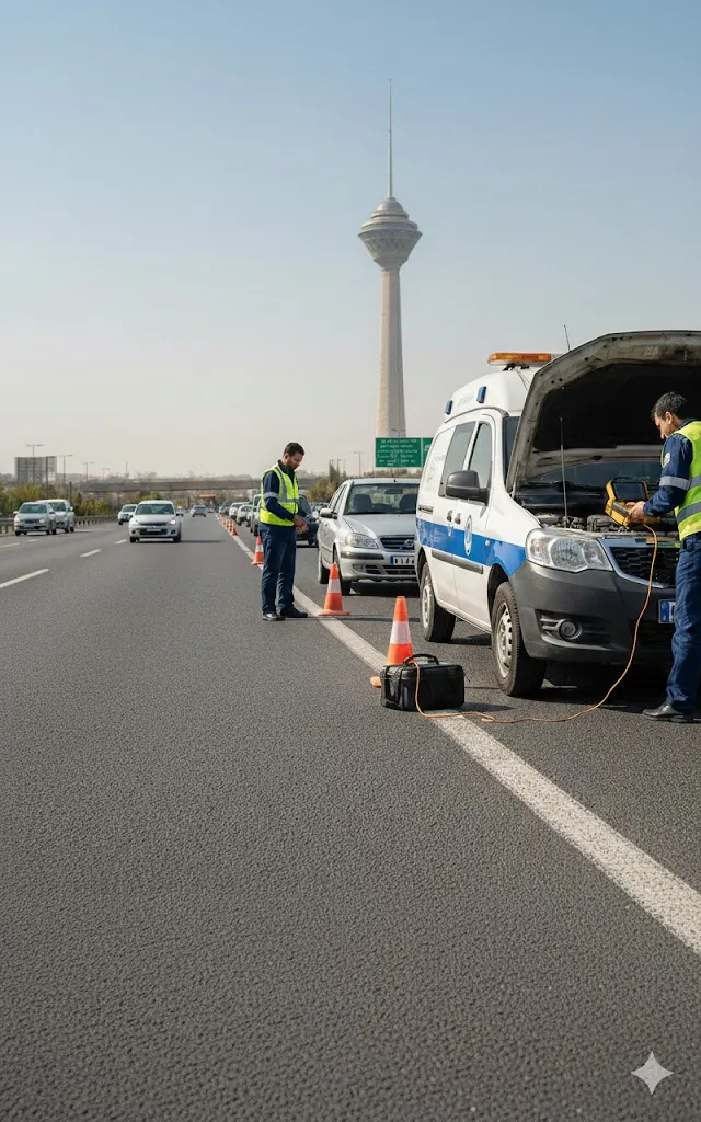 امداد سیار ایران خودرو در غرب تهران