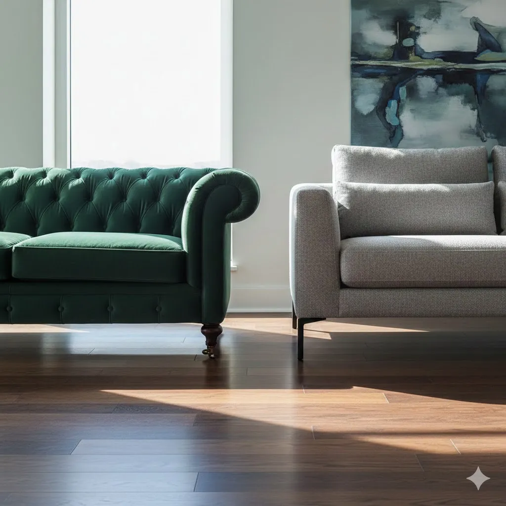 بررسی ویژگی و فرق مبل چستر با کاناپه