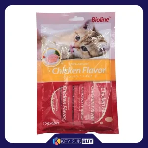 بهترین قیمت بستنی تشویقی گربه بایولاین با طعم مرغ 15 گرمی بسته 6 عددی ارسال سراسر ایران