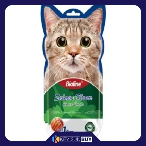 بهترین قیمت بستنی گربه اسنک کت نیپ دار بایولاین مدل طعم ماهی سالمون 15 گرم بسته 5 عددی ارسال سراسر ایران