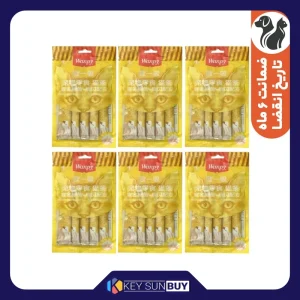 بهترین قیمت بستنی گربه ونپی مدل زرد مرغ وزن 70 گرم بسته 6 عددی ارسال سراسر ایران