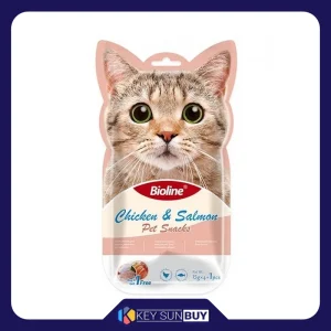 بهترین قیمت بستنی گربه پت اسنک بایولاین مدل طعم مرغ و ماهی سالمون 15 گرم بسته 5 عددی ارسال سراسر ایران