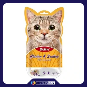 بهترین قیمت بستنی گربه پت اسنک بایولاین مدل طعم مرغ و گوش ماهی 15 گرم بسته 5 عددی ارسال سراسر ایران