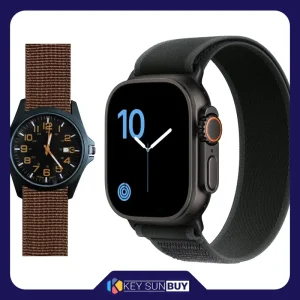 بهترین قیمت ساعت هوشمند 2.02 اینچی ویکتوری مدل WATCH 9 ULTRA 2 با بند پارچه ای به همراه ساعت مچی ارسال سراسر ایران