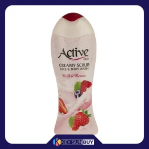بهترین قیمت شامپو صورت و بدن کرمی اسکراب اکتیو با رایحه توت های جنگلی وزن 400 گرم ارسال سراسر ایران