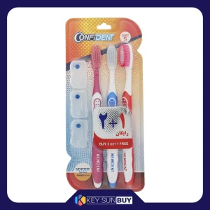 بهترین قیمت مسواک کانفیدنت سری NewDent مدل Bristles با برس نرم بسته 3 عددی ارسال سراسر ایران