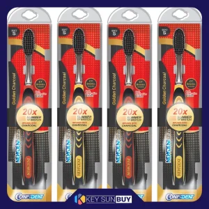 بهترین قیمت مسواک کانفیدنت مدل Golden Charcoal با برس خیلی نرم مجموعه 4 عددی ارسال سراسر ایران