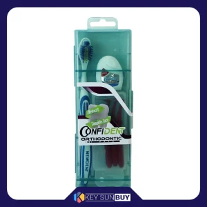 بهترین قیمت مسواک کانفیدنت مدل ارتودنسی با برس نرم به همراه مسواک بین دندانی بسته 3 عددی و نخ دندان ارسال سراسر ایران