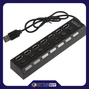 بهترین قیمت هاب یو اس بی 7 پورت همراه با کلید قطع و وصل ارسال سراسر ایران