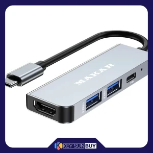 بهترین قیمت هاب ۴ پورت و مبدل USB-C به HDMI ماکار مدل MK-S-HDMI ارسال سراسر ایران