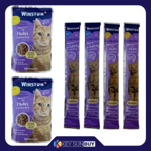 بهترین قیمت پوج گربه وینستون مدل مرغ در آب مرغ به همراه بستنی گربه مرغ و ماهی مجموعه 6 عددی ارسال سراسر ایران