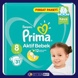 بهترین قیمت پوشک کودک پریما مدل Aktif bebek سایز 8 بسته 31 عددی ارسال سراسر ایران