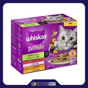 بهترین قیمت پوچ گربه بالغ ویسکاس مدل گروی طعم ماهی، مرغ، بوقلمون، گوشت گاو وزن 85 گرم بسته 12 عددی ارسال سراسر ایران