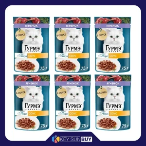 بهترین قیمت پوچ گربه بالغ گورمت مدل Perle Pack طعم بره بسته 6 عددی ارسال سراسر ایران