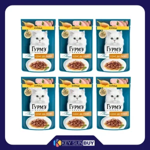 بهترین قیمت پوچ گربه بالغ گورمت مدل Perle Pack طعم مرغ وزن 450 گرم بسته 6 عددی ارسال سراسر ایران