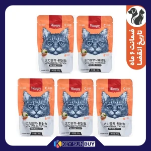 بهترین قیمت پوچ گربه ونپی مدل مرغ و ماهی کاد وزن 400 گرم بسته 5 عددی ارسال سراسر ایران