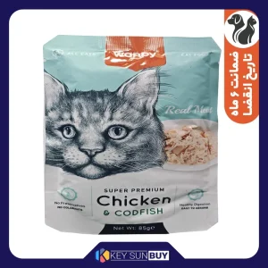 بهترین قیمت پوچ گربه ونپی مدل مرغ و ماهی کاد وزن 85 گرم ارسال سراسر ایران